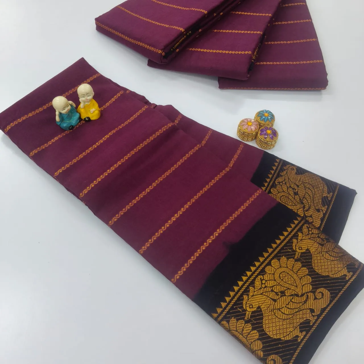 Mayura Valli Border Sungudi Velthari  Saree